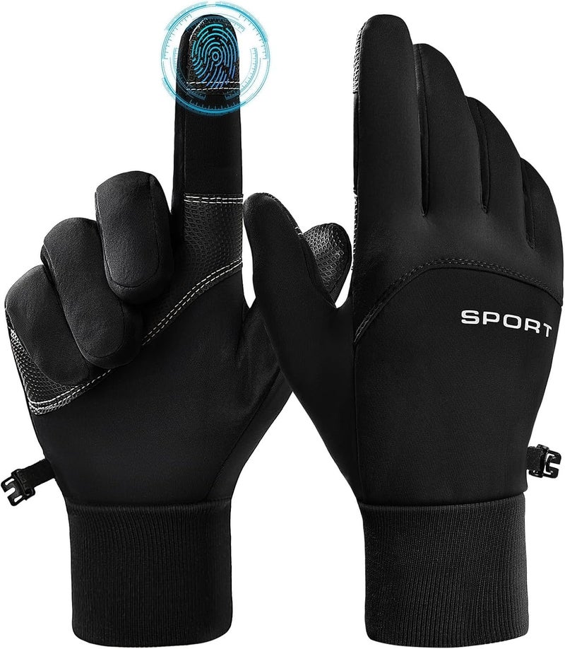AURUZA Cycling Gloves for Men Winter Cold Weather, Five Fingers Touch Screen Winter Gloves for Men, Waterproof Anti-Slip Warm Gloves Liners for Cycling Biking Walking Sporting Driving - Image 1
